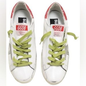 Golden Goose Deluxe Brand Superstar White-Tomato Metal Lettering Sneakers